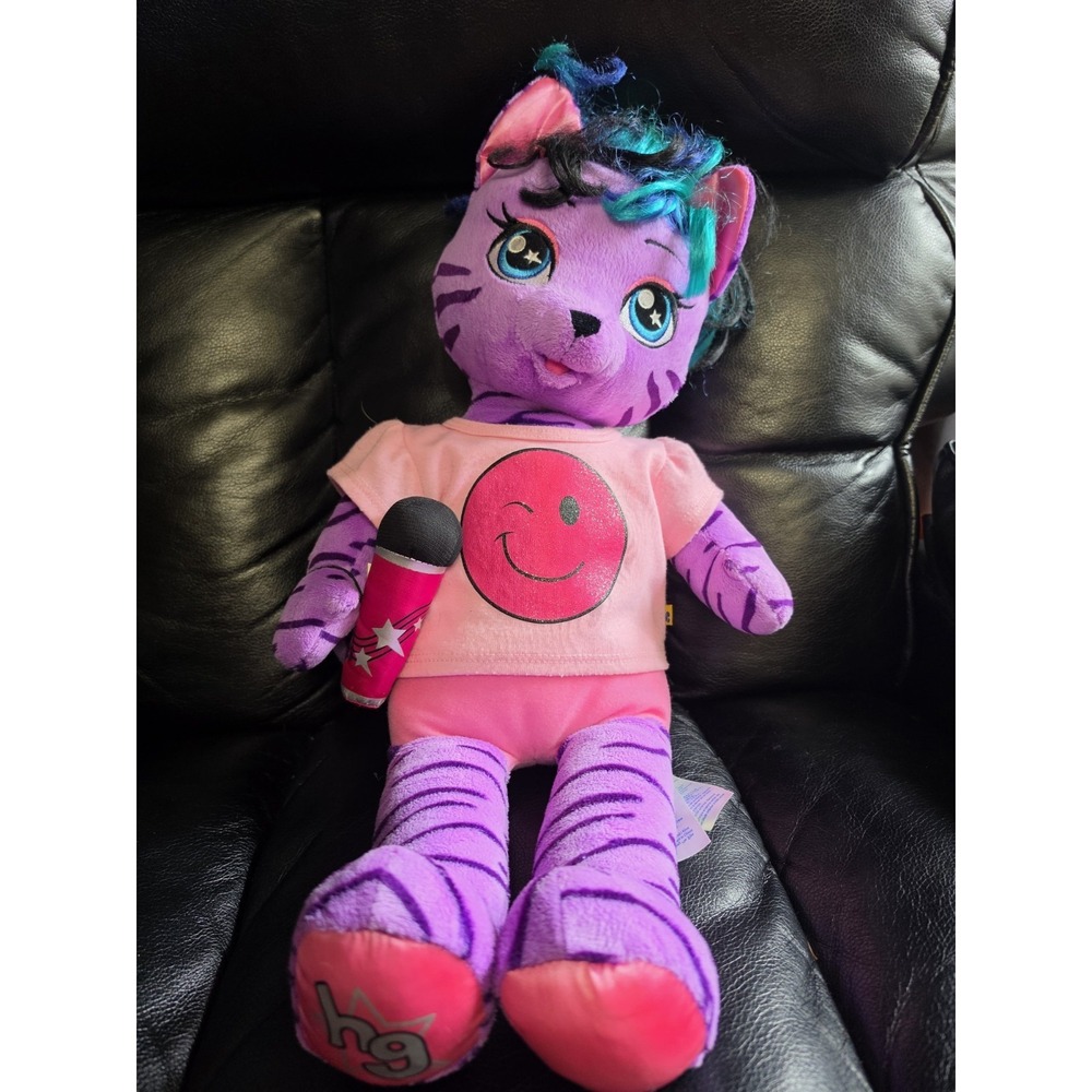 Build-A-Bear Honey Girl HG Purple Rock Star Stuffed Plush Cheetah Toy W/ Microph
